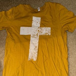 Bella Canvas Mustard Yellow Tee with White Cross